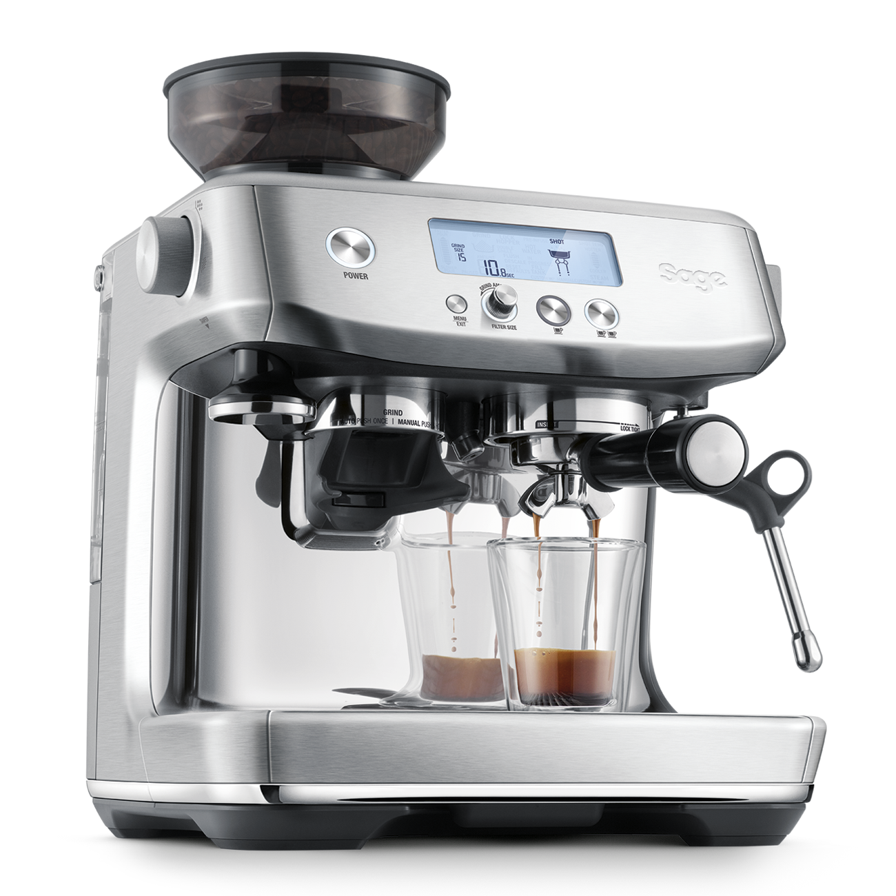 Sage espresso machine on a white background